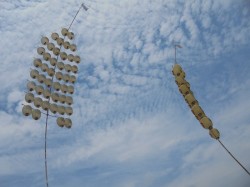 大空にそびえる竿燈！